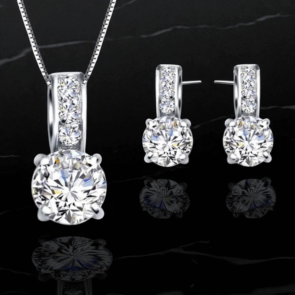 Silver Necklace with Crystal Pendant